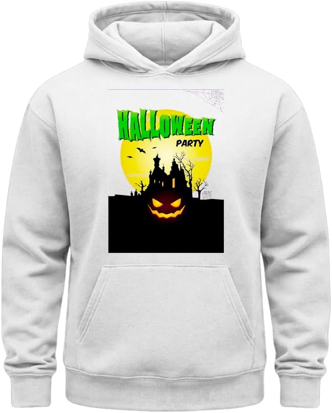 SaaDZ Halloween Party Hoodie Haunted House Pumpkin Spooky Night Graphic Pullover Sweatshirt for Men Women