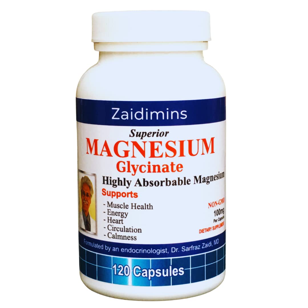 Dr.Z's Vitamins: Magnesium Glycinate - 400 MG Serving - High Absorption Magnesium Glycinate - Headaches, Muscle Health, Energy, Heart, Circulation, Sleep, Calmness, Leg Cramps - 120 Capsules