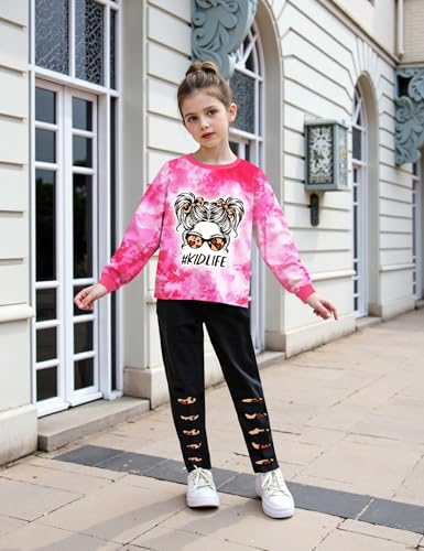 Toddler Girl Clothes Tie Dye Sweatshirt Top and Leggings Sweatpants 2 Piece Girls Clothes Fall Winter Outfits3