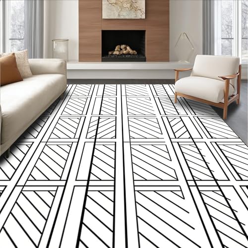 Design&I Flatwoven Area Rug 8x10 ft, Minimalist Motif with Nordic