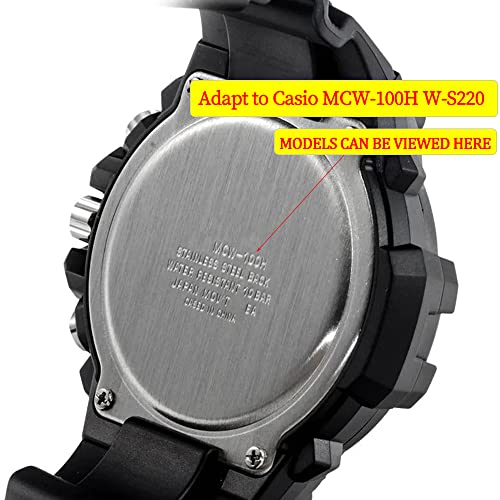 Rcnzwqb Resin Replacement Watch Band For Casio Mcw-100H Ws-220 Hdd-S100 Men's Rubber Strap Waterproof 16Mm Casual Wristband（Black） #TOP4