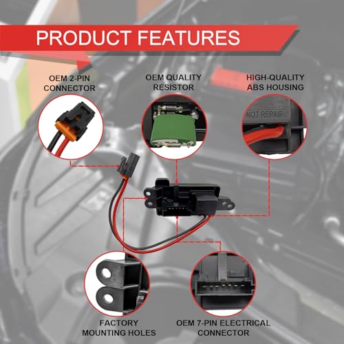 Image of Blower Motor HVAC Fan Resistor Blower Resistor Heater Control Module Kit Manual AC Motor Resistor Replaces OE# 89019088 1581086 for Chevy Avalanche Silverado 1500 2500 Suburban Tahoe
