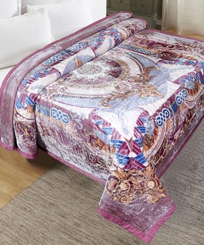 Image of Petals Dreams Blanket Double Bed for Moderate Winter, 800 GSM, 2 Ply, Cloudy Mink Blanket (210x240 cm) (Dusky Purple)