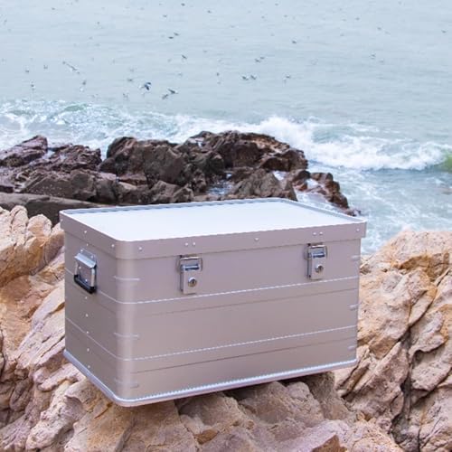Lockable Metal Storage Box - Durable Aluminum Garden Organizer for Camping, Home, Wardrobe, Garage Tools - 73.6cm (29in) Outdoor Storage Solution
