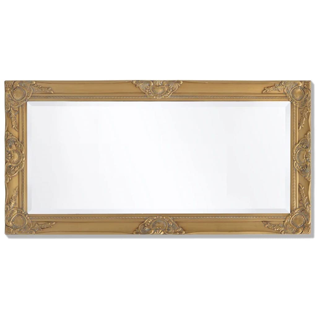 Specchio Da Parete Barocco Oro 100x50 Cm, Cornice In Legno Decorata Con Ganci Per Salotto, Stile Classico Elegante