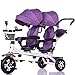 WINON Poussette Landau Double Tricycle Jumeaux de bébé de Transport de bébé Chariot léger de Bicyclette de Chariot Grande Poussette prolongée auvent de Stockage (Color : C)