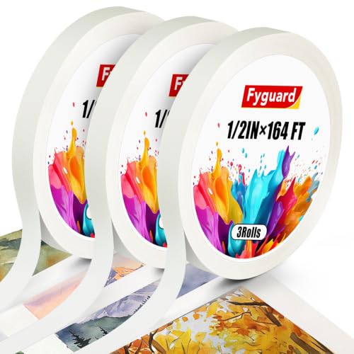 Fyguard 3 Rolls Artist Tape 0.5IN 492 FT Total Watercolor Tape Acid Free Artist Tape for Watercolor Paper Painting Masking Framing
