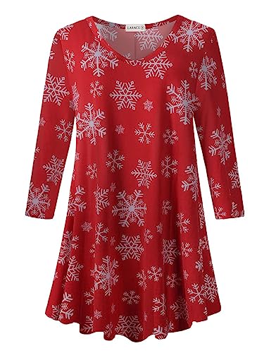 Image of LARACE Tunics 3 /4 Sleeve Plus Size Tops for Women V Neck Loose Fit Flowy Clothing for Leggings