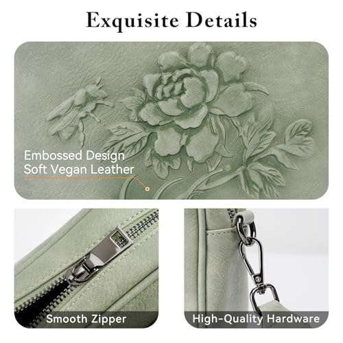 Image of Small Crossbody Purses for Women, Trendy Vegan Leather Crossbody Bag Embossed Travel Shoulder Handbags with Wide Strap