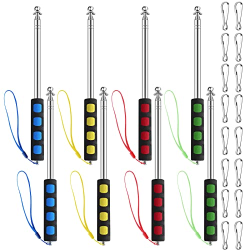Zonon 8 mastros de bandeira retráteis, portáteis, de cores sortidas, telescópicos, com clipes, mastr