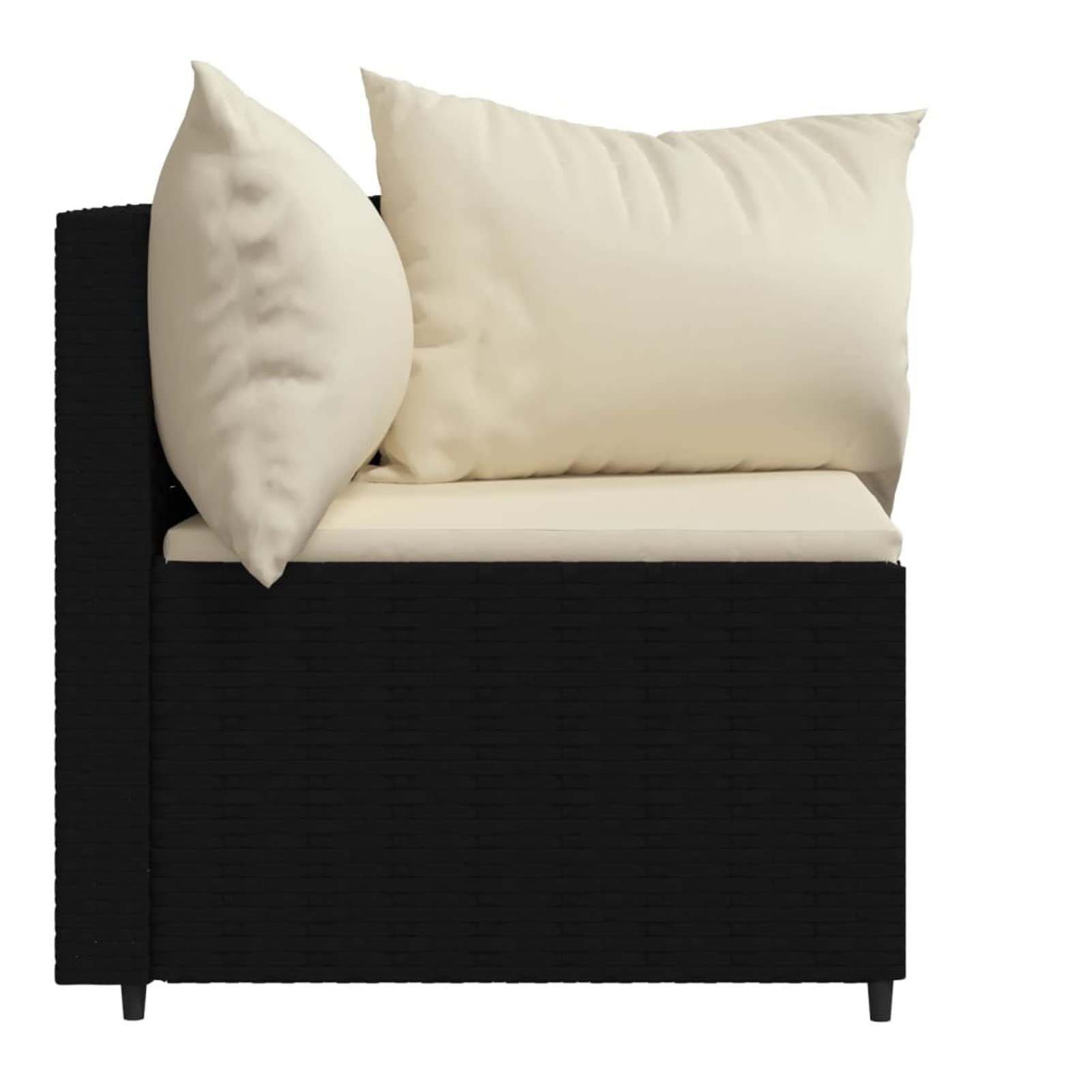 Divani Angolari da Giardino, con Cuscini in Polyrattan Nero e Bianco, Struttura in Acciaio Verniciato a Polvere, Set da 2 Pezzi, 63x63x57,5 cm, per Esterno e Terrazza