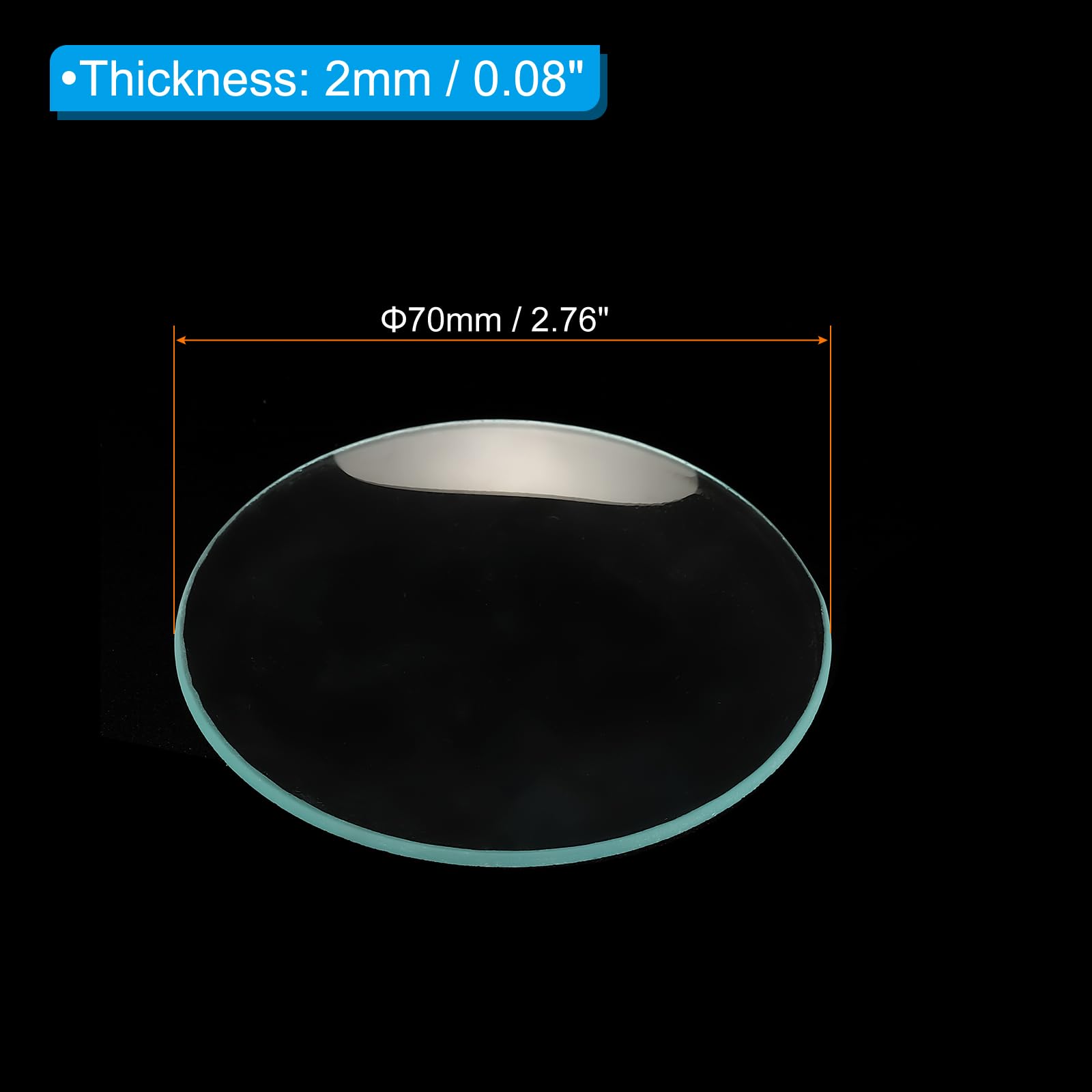 PATIKIL 70mm Diameter Watch Glass, 10 Pack Beaker Cover Smooth Edges Chamfered Arc for Laboratory, Transparent