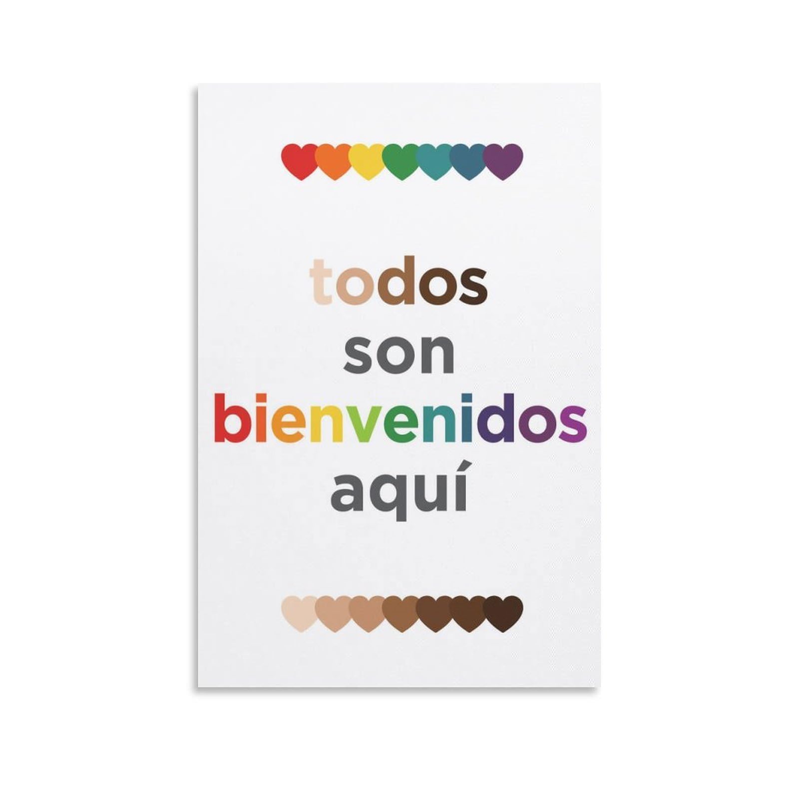 Todos Son Bienvenidos Aqui Poster Everyone Is Welcome Here Spanish Class Classroom Metal Tin Sign 12x8 Inch