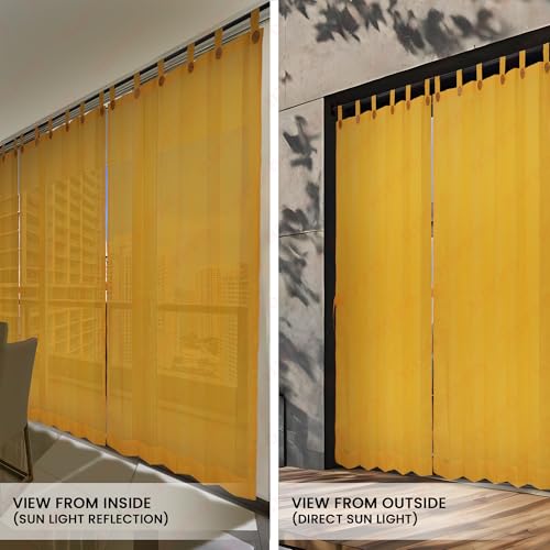 Image of HIPPO 180 GSM HDPE Outdoor Loop Curtain for Balcony & Patio Sun Blocking, UV Protection & Light-Filtering Curtains(Sunny-Yellow- 4.5FTX9FT) Pack of 2
