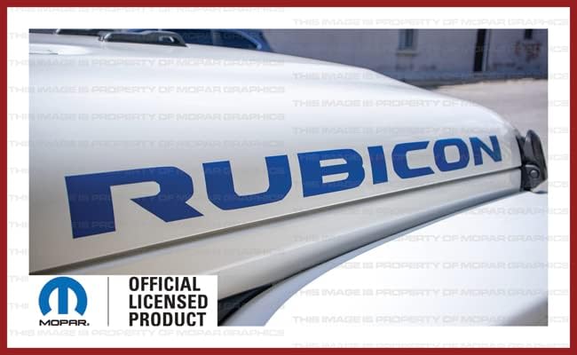 Decal Mods Rubicon - Calcomanía gráfica para capucha para Jeep WranglerGladiator JLJT (2019-2022), azul CBLU (juego de 2) SJ1Y2