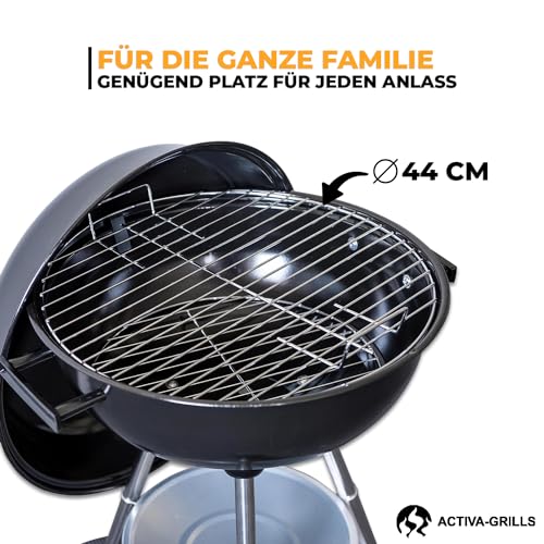 ACTIVA Kugelgrill Montenegro | Premium Grill mit einstellbarer Luftzufuhr, hochwertigem Grillrost & Deckel | Holzkohle Grill für gelungenes Barbecue – Bild 4