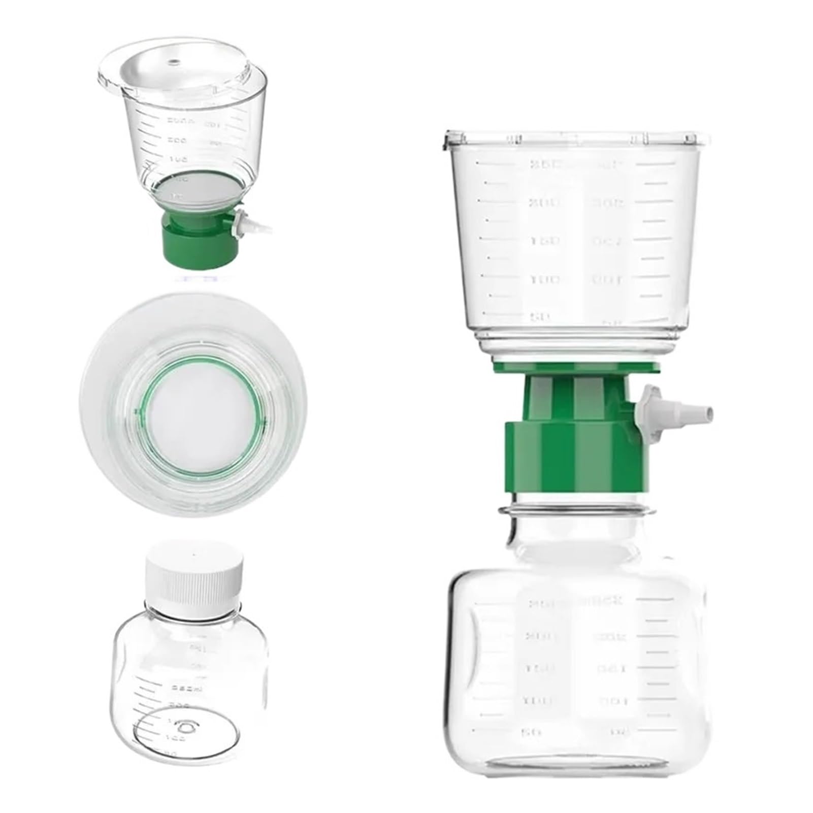 filtración al vacío con tapón de botella estéril 12 filtros de vacío desechables estériles de PES for la parte superior de botellas(500ml 0.45um 12pk)