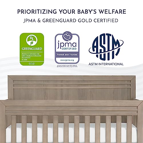 Evolur Kyoto 5-In-1 Convertible Crib In Brown Stone, Greenguard Gold And Jpma Certified, Non-Toxic Baby Safe Paint, Made Of Hardwood, Unique Two Tone Design #TOP2