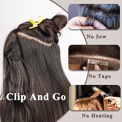 Nayoo 4Pcs Clip In Hair Extensions Dark Brown Long Wavy Curly Synthetic Thick Hairpieces For Women With Fiber Double Weft Hair Full Head（20 Inch, Dark Brown） #TOP6