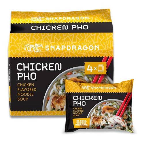 Image of Snapdragon Chicken Pho Instant Noodle Packets 4-Pack | Rich Chicken Flavored Broth with Rice Noodles, Gluten Free, No Artificial Flavors, 4 2.1oz Packets