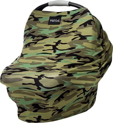 Image of Milk Snob Original 5-in-1 Cover - Added Privacy for Breastfeeding, Baby Car Seat, Carrier, Stroller, High Chair, Shopping Cart, Lounger Canopy - Newborn Essentials, Nursing Top, Camo