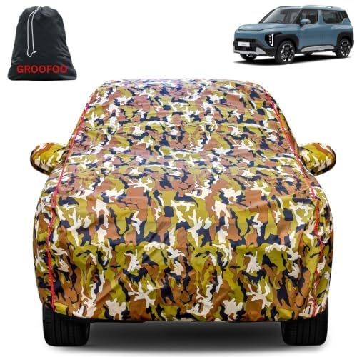 Image of Waterproof Car Body Cover with Mirror Pockets Compatible with Kia Syros Car Cover | Triple Stitch and UV & Dust Proof All-Weather Protection, (Army Red)