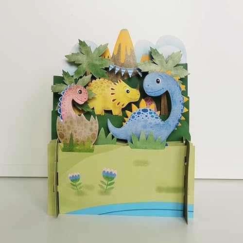 Cute Dinosaurs Birthday Celebration 3D Pop Up Card For Kids By Alljoy Cards Kid036