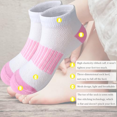 Bemeol Girls Socks 12 Pairs Ankle Socks Girls Athletic Running Low Cut Casual Sock for Kids3