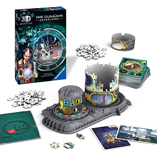 Ravensburger 3D Adventure 11539 TIME GUARDIAN ADVENTURES - Chaos auf dem Mond - Escape Room Spiel, für 1 bis 4 Spieler - Kooperatives 3D Puzzle Abenteuer - einmaliges Event-Spiel ab 12 Jahren