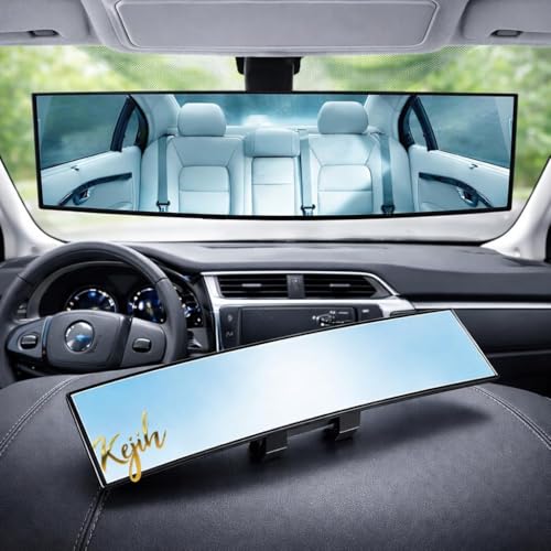 Image of 12 Inch Car Rear View Mirror - Anti-Glare Wide Angle Panoramic Mirror, Curved Surface Design, High Definition Glass, Universal Clip-On Interior Rearview Mirror