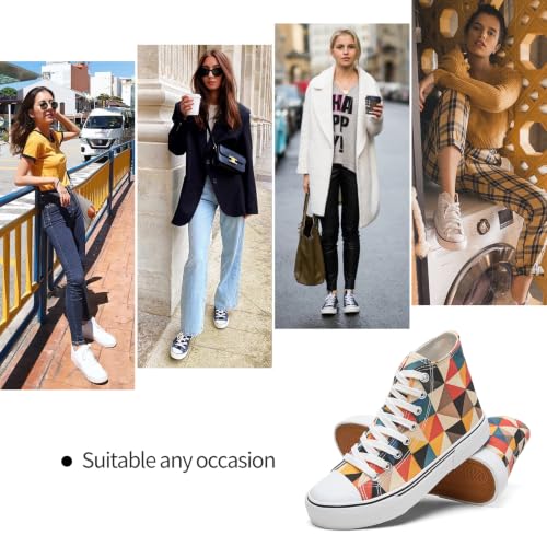 Image of hash bubbie High Top Canvas Sneakers Fashion Walking Shoes | high tops non slip on walking breathable casual comfortable lace up tennis shoes