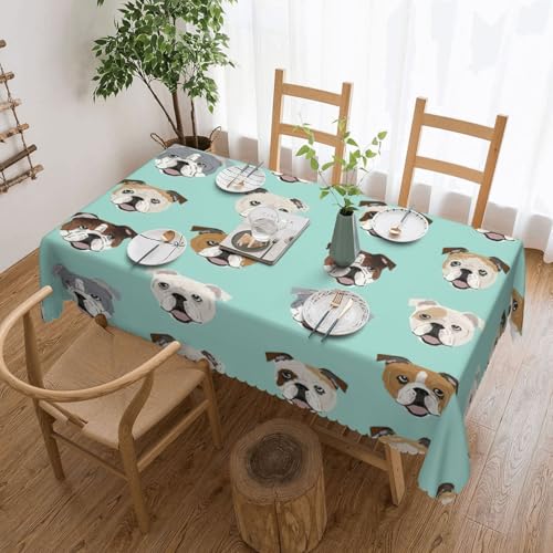 RRhgipp Divertido mantel de bulldog inglés de 54 x 72 pulgadas, lavable, para comedor, boda, fiesta, banquete, decoración de mesa