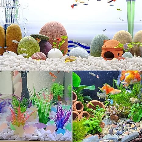 Image of BKD White Pebble Decorative Stones Marble Chips [3 Kg] for Aquarium Garden Indoor & Outdoor Decoration Pebble Stone White