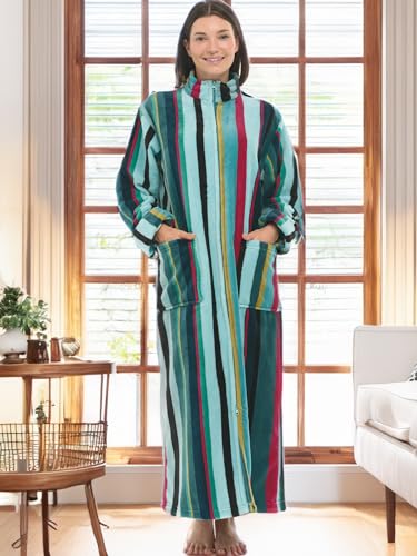 Image of Alexander Del Rossa Long Zip Up Robes, Plush Zipper Robes for Plus Size, Housecoats Zipper Front