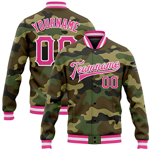 Custom Varsity Jacket Camouflage Baseball Sport Outerwear Letterman Jacket Personalized Women Bomber Jackets Stitched Text