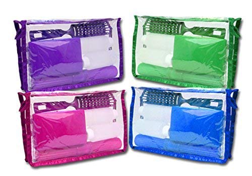 Travel Toiletry Kit with Soap Box, Toothbrush Holder/Case, Travel Bottles, Brush, Clear Toiletry Bag - For Shampoos, Lotions, Creams, Toothbrushes, Soaps, and Makeup (Blue)