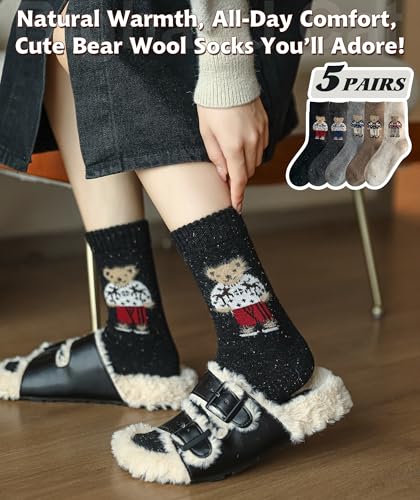 Image of IIG Winter Warm Wool Socks for Women Original Design Trendy Boot Socks Ideal Gift