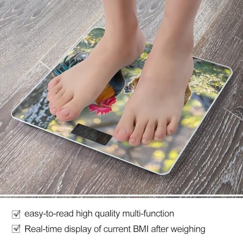 Báscula digital de baño con diseño de gallo y vidrio templado miniatura 5