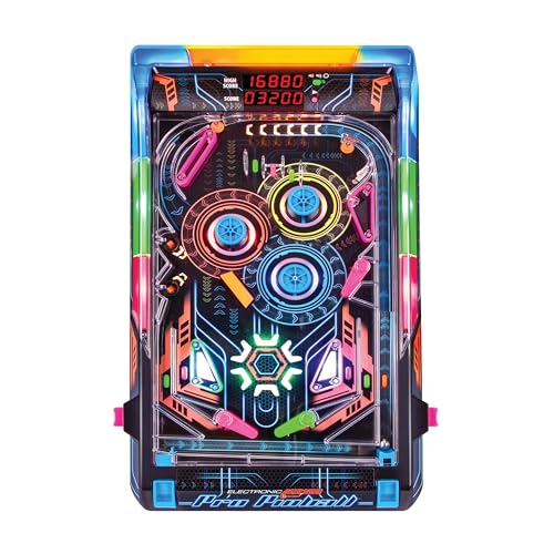 Merchant Ambassador Electronic Arcade Pro Pinball - Light & Sound Tabletop Game, Dual LED Scoreboard, 10 Professional-Grade Features, Adults Kids Age 6+