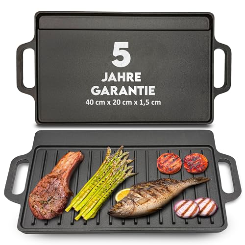 Gusseisen Grillplatte: Gusseiserne Wende-Grillplatte für Ofen, Herd und Grill, (Griddle, Herd...