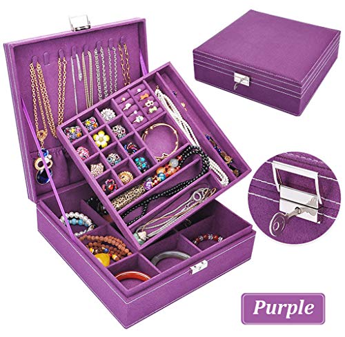 Jewelry Box for Women, QBeel Double Layer 36 Compartments Necklace Jewelry Organizer