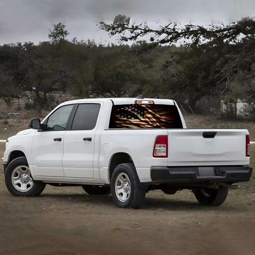 Image of Rear Window Decals for Trucks - 65x17.3 in Back Window American Flag Decals Fit Most Pickup Trucks SUV, Vinyl Back Window Decal Truck Rear Window Graphics for Personalized