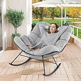 GIANTEX Chaise a Bascule Surdimensionnée, Fauteuil a Bascule en Forme d'Oeuf avec Coussin...