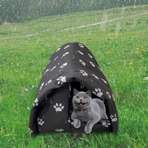 Whiwhi Katzenhaus Für Draußen Winterfest Wasserdicht Und Warm Hundehöhle Waschbar Wetterfest Katzenhöhle Tierheim Für Streuner Haustiere 60x43x40cm