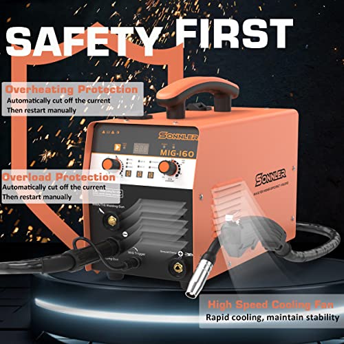 Sonnler 160Amp Mig Welder,Dual Voltage 110/220V 3 In1 Flux Mig/Lift Tig/Stick Welding Machine, Led Welding Machine With Igbt Inverter Synergy #TOP6