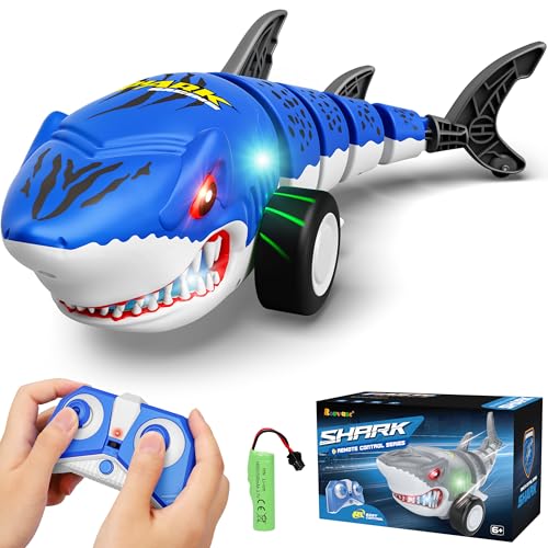 Rcovasc Remote Control Shark Car Toys for Kids,2.4GHz RC Cars Simulation Shark with Cool Light, 360° Stunt Drift & Most Terrains,Outdoor Toys for Birthday for 6,7,8,9,10-12 Boys Girls