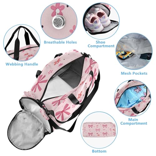 Cartoon Bow Bubbles Kids Duffle Bag,Sports Gym Bag with Shoe Compartment Travel Duffel Bags for Boys and Girls3