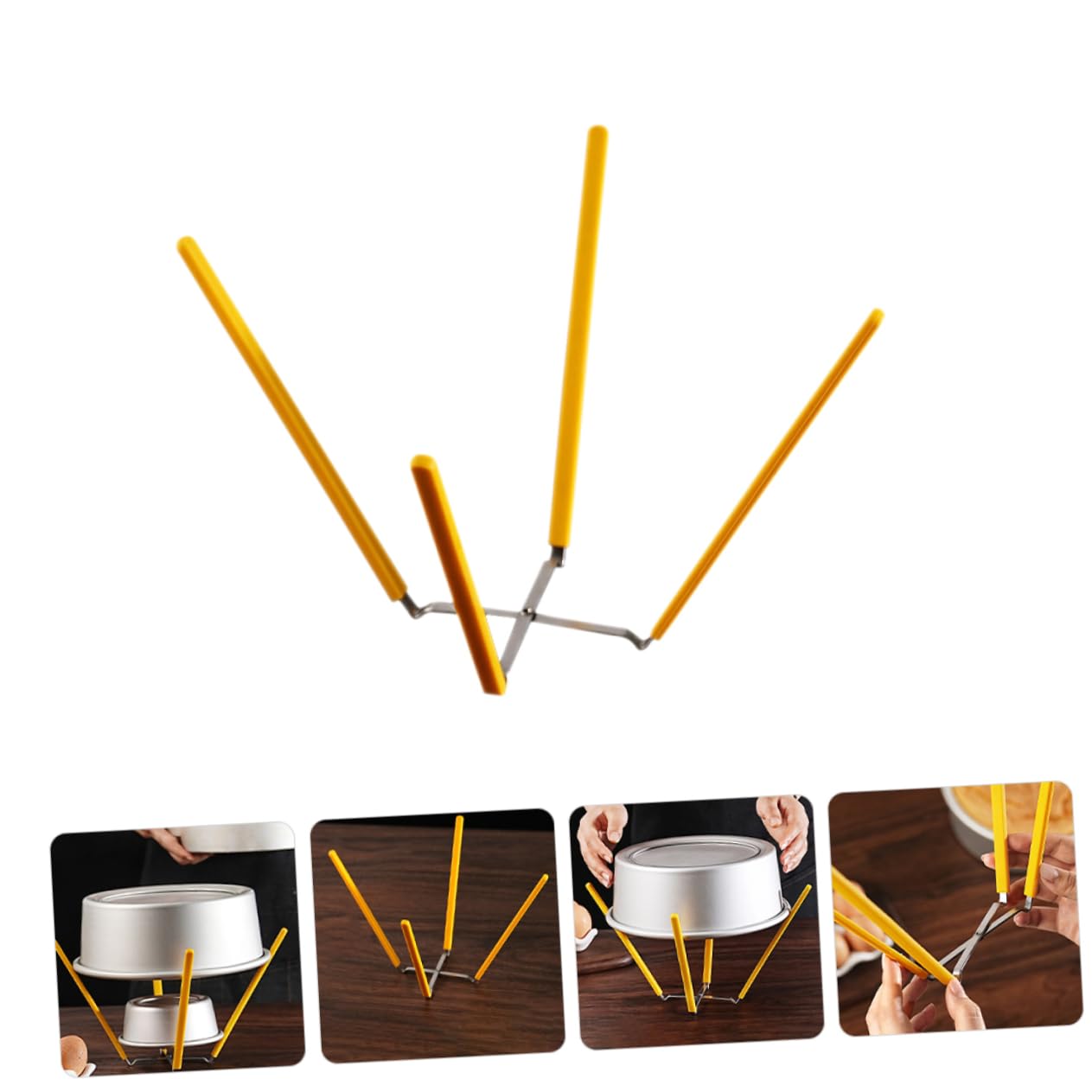 Rejilla para Enfriar Pasteles de Chifón de Acero Inoxidable y Silicona, Plegable Diseño de Cuatro Patas Antideslizante, 2 Piezas para Hornear y Enfriar