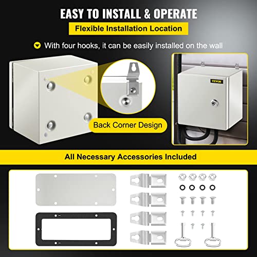 Vevor Nema Steel Enclosure, 8 X 8 X 6'' Nema 4X Steel Electrical Box, Ip66 Waterproof & Dustproof, Outdoor/Indoor Electrical Junction Box, With Mounting Plate #TOP5