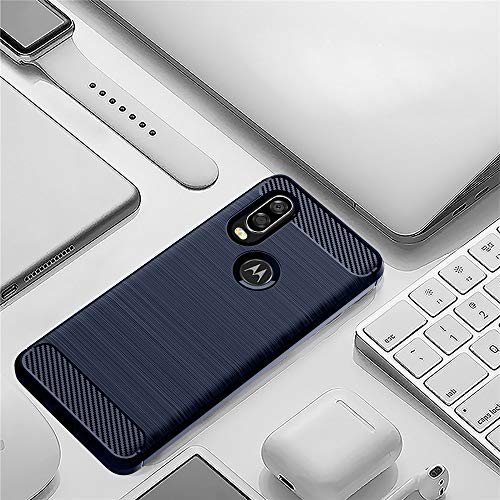 Phone Case For Moto One Vision With Tempered Glass Screen Protector Cover And Cell Accessories Slim Soft Tpu Silicone Full Body Protective Motorola 1Vision P50 P40 Xt1970 1 Cases Women Men Navy Blue #TOP1